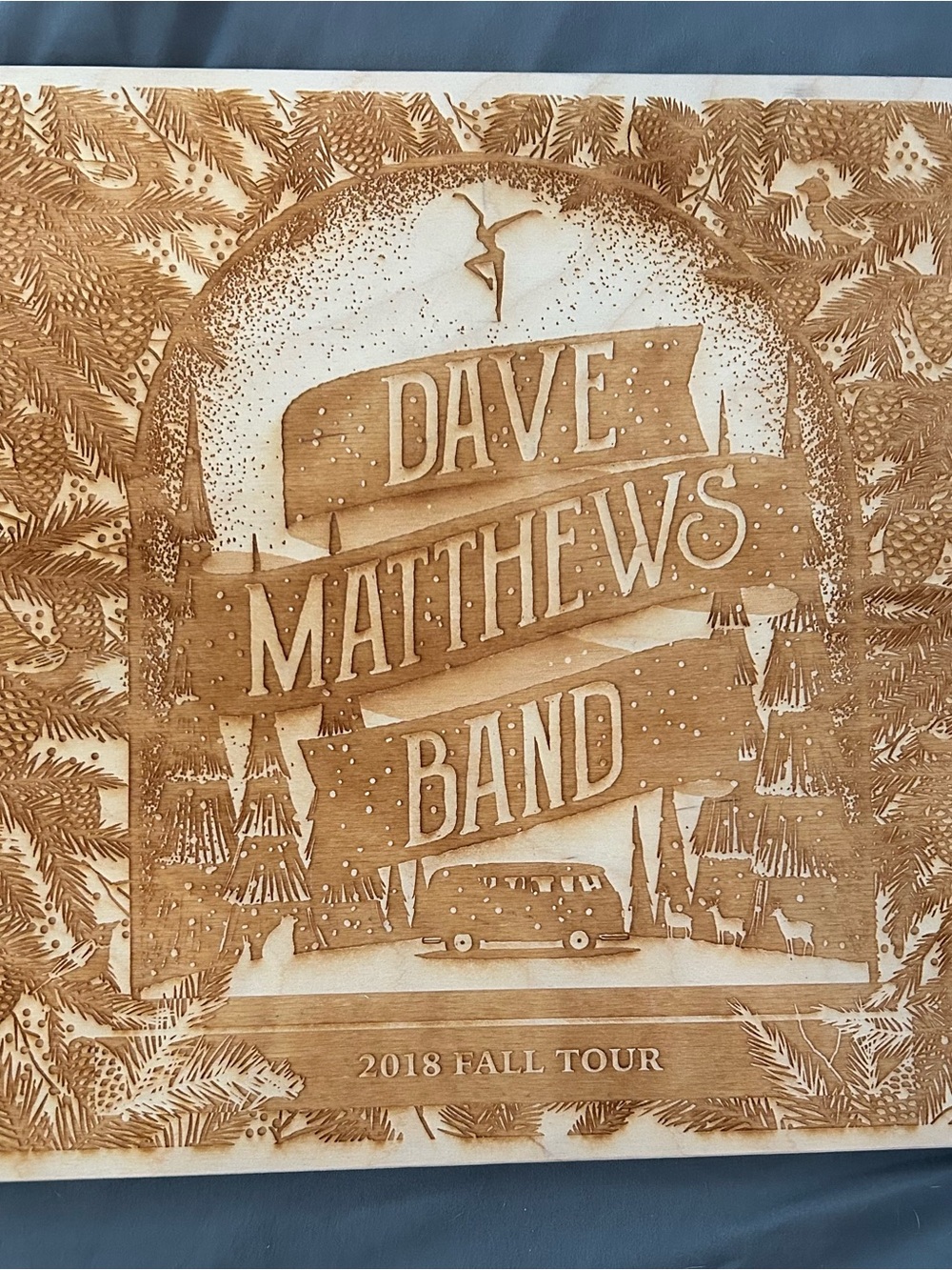 Dave Matthews Band 2018 Fall Tour Laser Etched Birch Wood Panel
